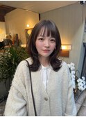 冬にぴったりミディアムレイヤーカット/小顔ハッシュカット