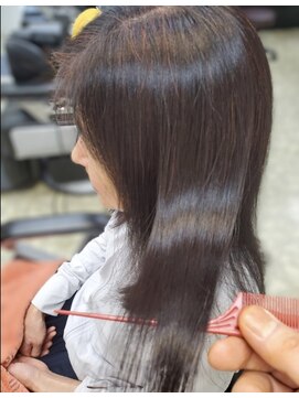 ナチュラルストレート/ヘナ/ロング/白髪染め/50代/城南区/別府