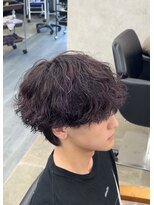 グリードヘアー(greed hair)&nbsp;波巻きパーマ／メンズマッシュパーマ／パープルカラー