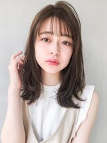 大人かわいい前髪 ココアブラウン フリンジウェーブ 薄めバング