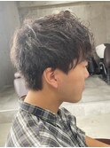 メンズ/アップバング/ツーブロックマッシュ/束感ショート波巻き
