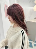 レイヤーカット ビンクブラウン レイヤーパーマ ロング