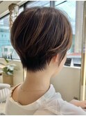 マッシュボブ◎刈り上げないショート/ハイライトくすみベージュ