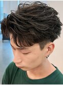 奈良men's短めフェザーパーマフェザーショート