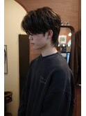 メンズウルフカットマッシュウルフニュアンスパーマ眉毛カット