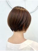 大人ショートボブ丸みショートカットマッシュショート前髪あり