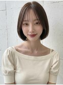 ツーウェイバングダークアッシュブリーチなしボブレイヤー20代P1