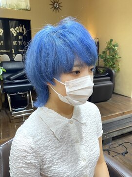 サムブリッジ(SOMEBRIDGE) マッシュショートウルフ × ブルーシルバーカラー（SOMEBRIDGE）