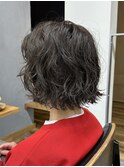 【oasisオグラ】ミニボブウェーブパーマグレージュカラー