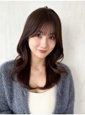 韓国風レイヤーカットウェーブくびれヘア薄め前髪20代30代40代
