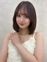 サンドレオ 新宿店(sand Leo) 顔周りカット/縮毛矯正/ダークブラウン/コーラルピンク