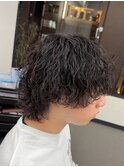 爽やか無造作ビジネスツーブロック波巻きパーマ