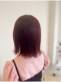 切りっぱなしボブ×ワインレッド