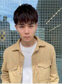 スパイキーショートブルーブラックフェザーパーマ韓国マッシュ2