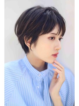 ムウ 難波(MOU) クールショートボブ前髪イメチェンピンクベージュ30代40代50代