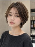 20代・30代 ふんわり前髪小顔ショート×透明感カラー