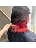 ビビッドレッドのインナーカラー