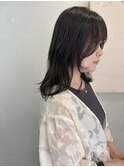 セミロングレイヤー 顔周りレイヤー ダークグレー 横浜 sk