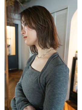 ホーミートウキョウ(HOMIE TOKYO) ミディアムレイヤー/切りっぱなしボブ/イメチェン/前髪/美髪