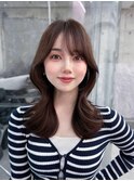 美髪韓国レイヤーイメチェン似合わせチェリーブラウンミニウルフ