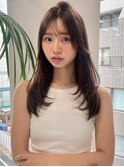 レイヤーカット ダークブラウン 顔周りカット ローレイヤー