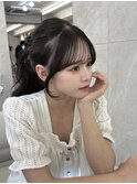 暗めカラーミディアムヘア顔まわりカット