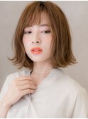 オレンジベージュゆるふわ外ハネ小顔ミニマルボブX大宮30代40代