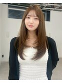 ロングレイヤー 韓国ヘア 透明感ブラウン