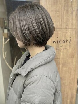 ニコリヘアワークス(nicori hair works) ショートボブ×シアーグレージュ2