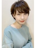 【shige】アッシュブラウン毛先パーマ外ハネボブショート♪