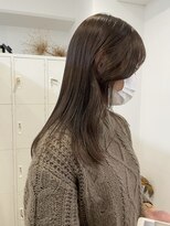 エイチ 梅田(H)&nbsp;マロンベージュミニウルフアンブレラカラーレイヤーカット顔周り