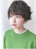 【モリオ原宿】黒髪ショート　パーマ　外はね