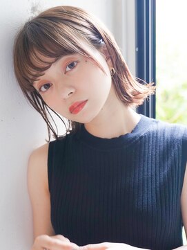 リヤン 表参道(lyann) ショコラベージュ ボブルフ  ベビーバング カール くびれヘア