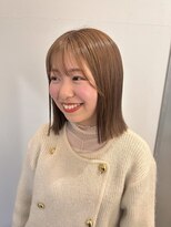 切りっぱなしロブ/マロンベージュ/前髪/原宿神宮前