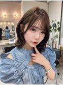 韓国風/透明感カラー/オリーブベージュ/ぱっつん前髪/小顔カット