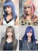 小顔に見せるヘア/黒髪カタログ/ボブルフ/ネビージュ/ワンレン