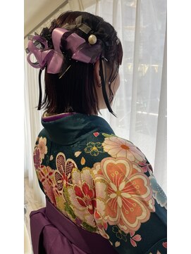 アイビー(Ivy) 卒業式　浴衣　ボブ　ヘアアレンジ　リボン