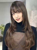 ヴェイン 渋谷(vain)&nbsp;アッシュブラウン流し前髪ハイレイヤーカットワンカール