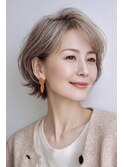 白髪ぼかし脱白髪染め大人ショート40代50代60代