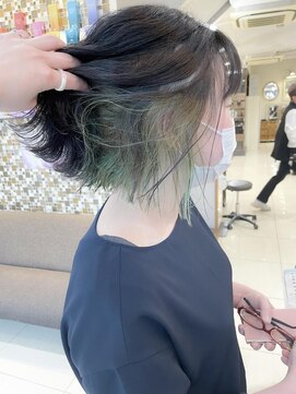 ネオリーブアイム 横浜西口店(Neolive aim) ライムグリーン インナーカラー【横浜】