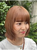 ☆ブリーチなしで作るオレンジブラウン顔まわりレイヤーカット