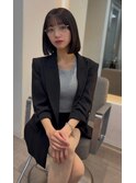 韓国ボブ_黒髪ボブルフネビージュ小顔ワンレン