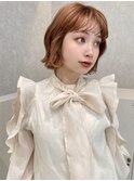 前下がりボブ/切りっぱなし/内巻きボブ/大人可愛い/薄めバング
