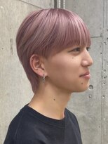 メンズハイトーンミルクティーピンクベージュカラーダブルカラー