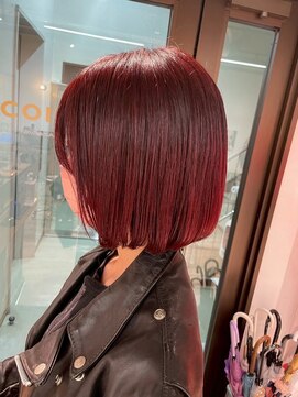 シード(SEED) 長崎　ワインレッド　ブリーチなしwカラー　ボブ