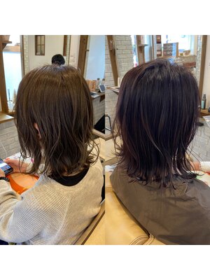 【N,カラー】ハイライトで白髪をぼかし、透明感のある明るい色味！白髪ヘアもオシャレに♪