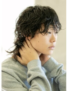 にもう アッシュブラック　カルマパーマ　マッシュパーマ#2