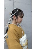 成人式前撮りヘアセット編みおろしドレスヘア 結婚式 お呼ばれ