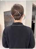 結婚式参列ヘアセットタイトヘア和装ヘアシニヨン/中西