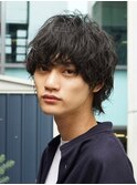 心斎橋シャドウパーマメンズマッシュウルフカット波巻きパーマ